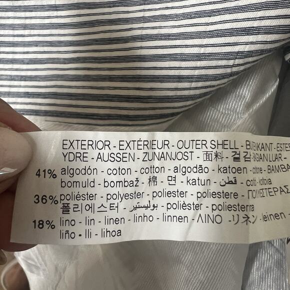 Zara Women’s Striped Linen Blend Boyfriend Blazer Size Medium Two Button Blue - Picture 15 of 15